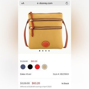 Dooney & Bourke Khaki North/South Triple Zip